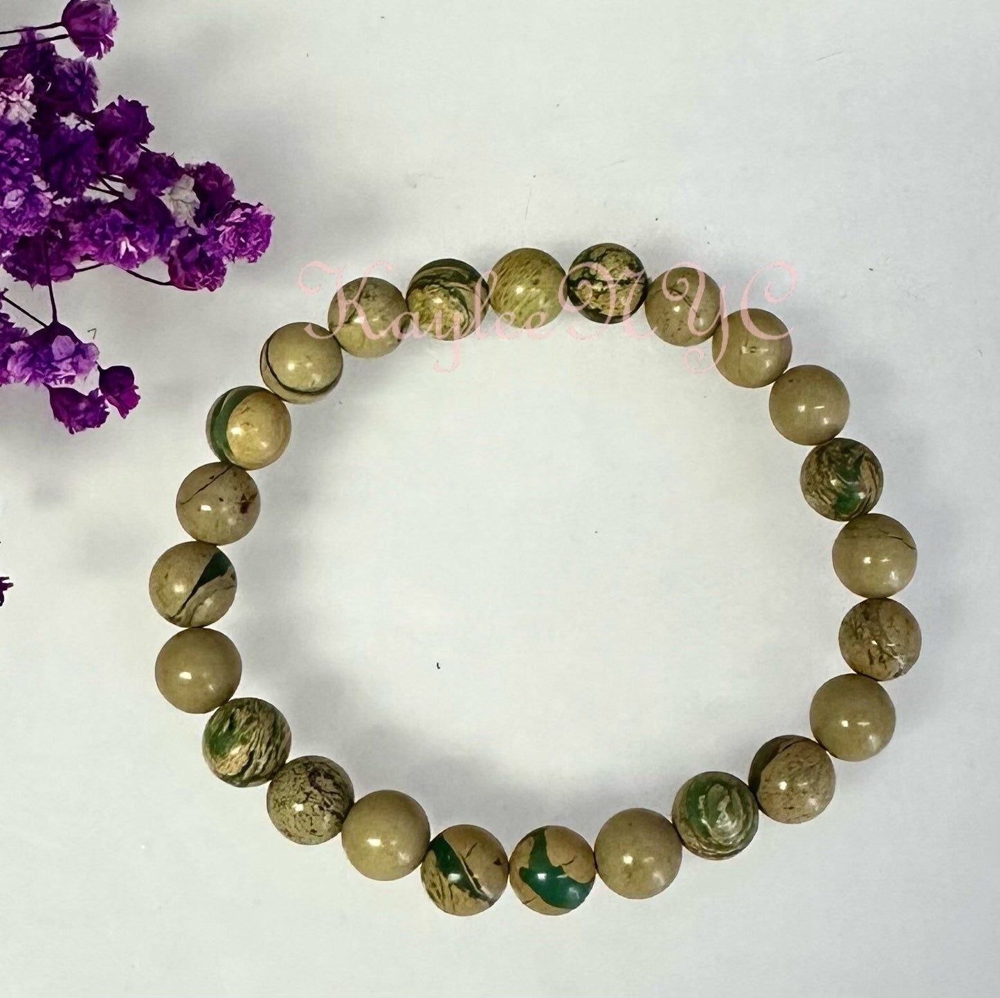 Wholesale 6 Pcs Natural Yellow Unakite Jasper Aka Chrysoprase 8mm 7.5” Crystal Healing Stretch Bracelet