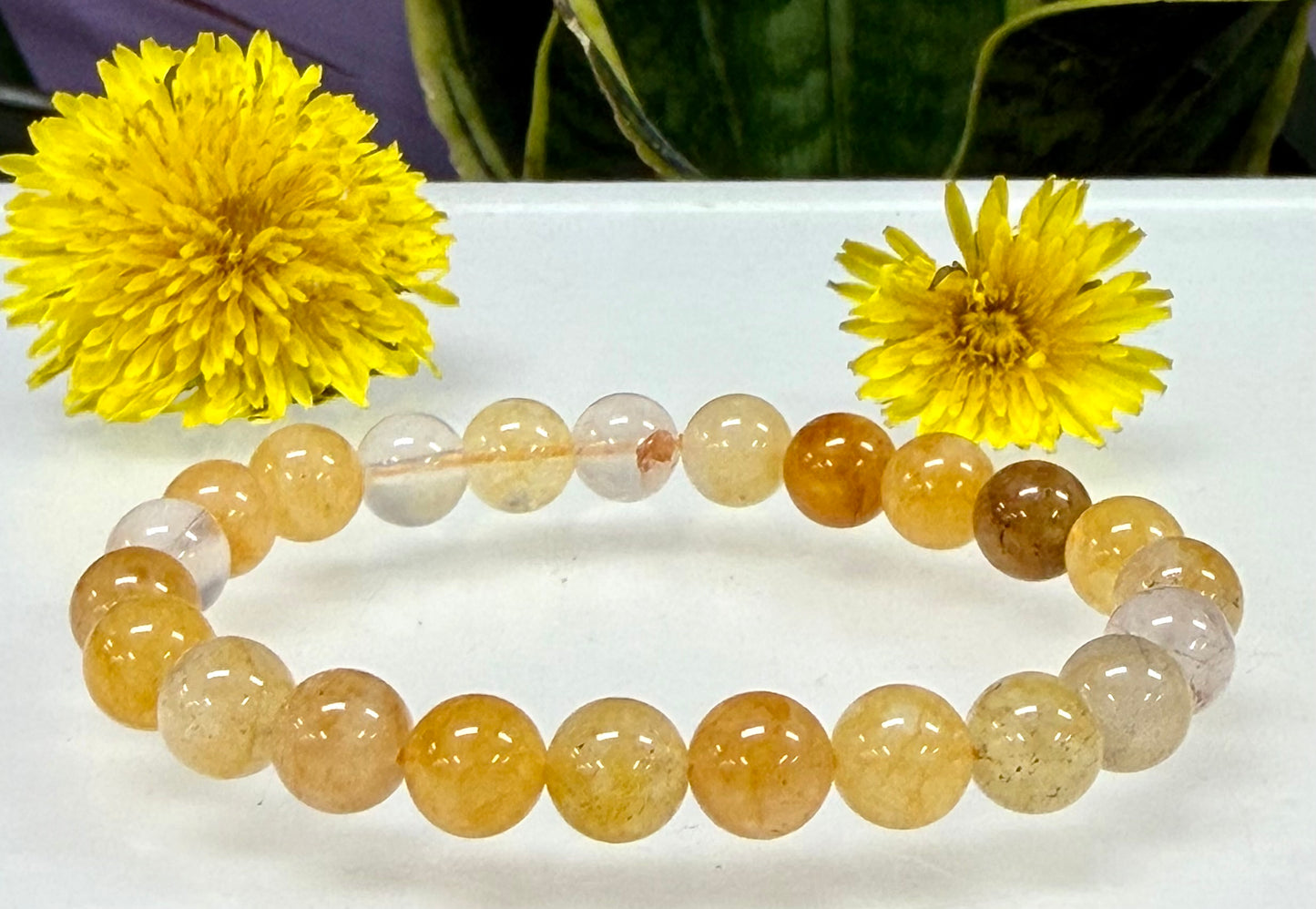 Wholesale Lot 6 Pcs Natural Golden Healer 8mm 7.5” Crystal Healing Stretch Bracelet
