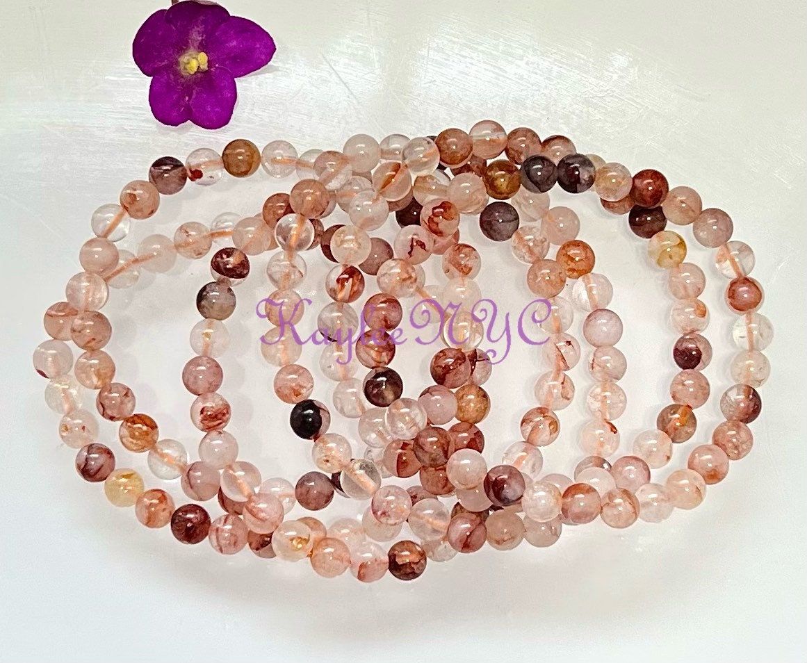 Wholesale 6 Pcs Natural Hematoid 6mm 7.5” Crystal Healing Stretch Bracelet