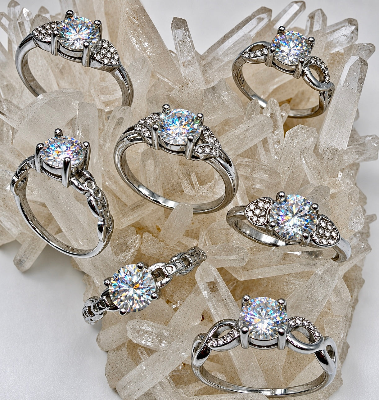 Wholesale Lot 7 Pcs Natural Moissanite Stainless Steel(316) rings