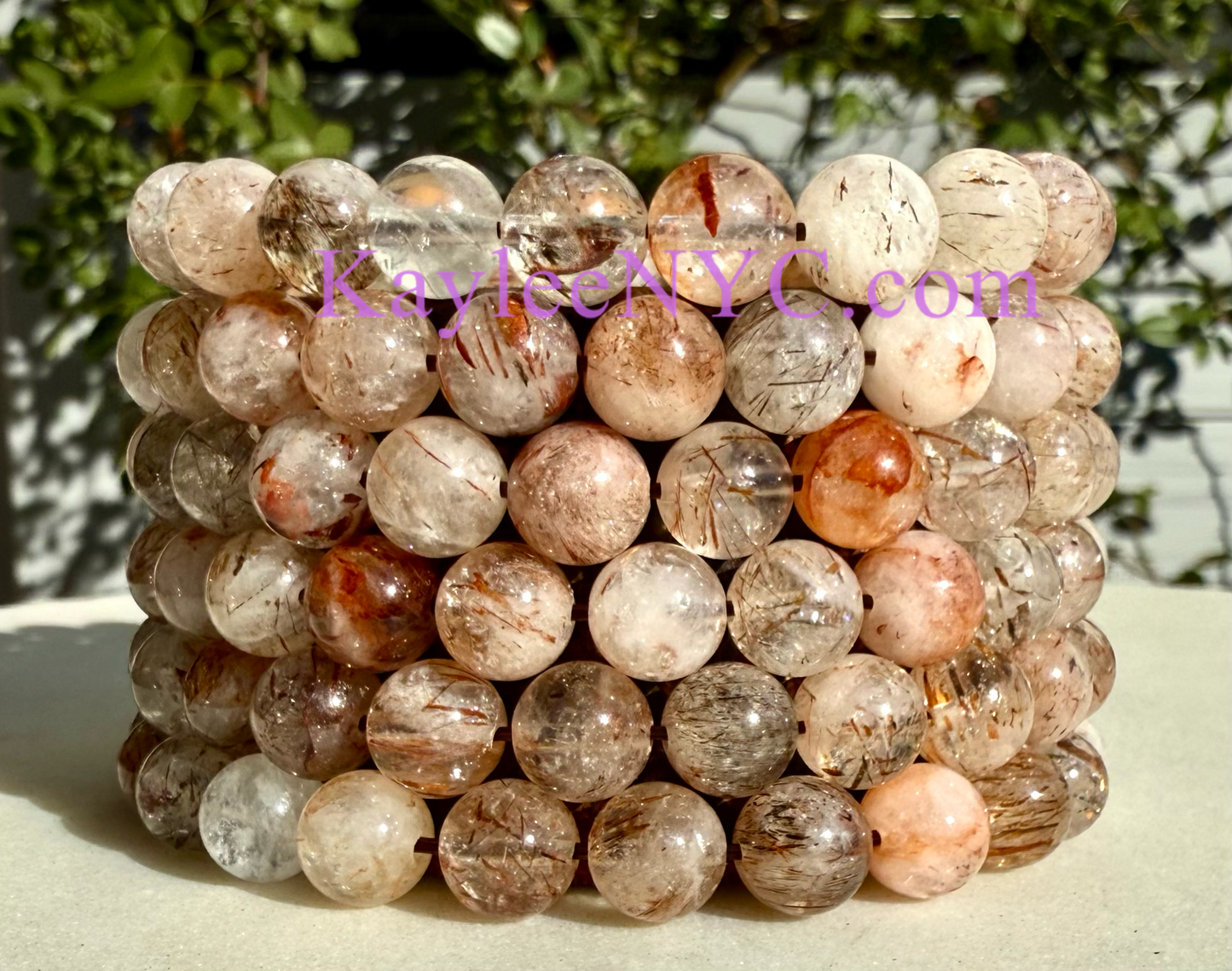 Wholesale 6 Pcs Natural Rutilated Quartz 8mm 7.5” Crystal Healing Stretch Bracelet