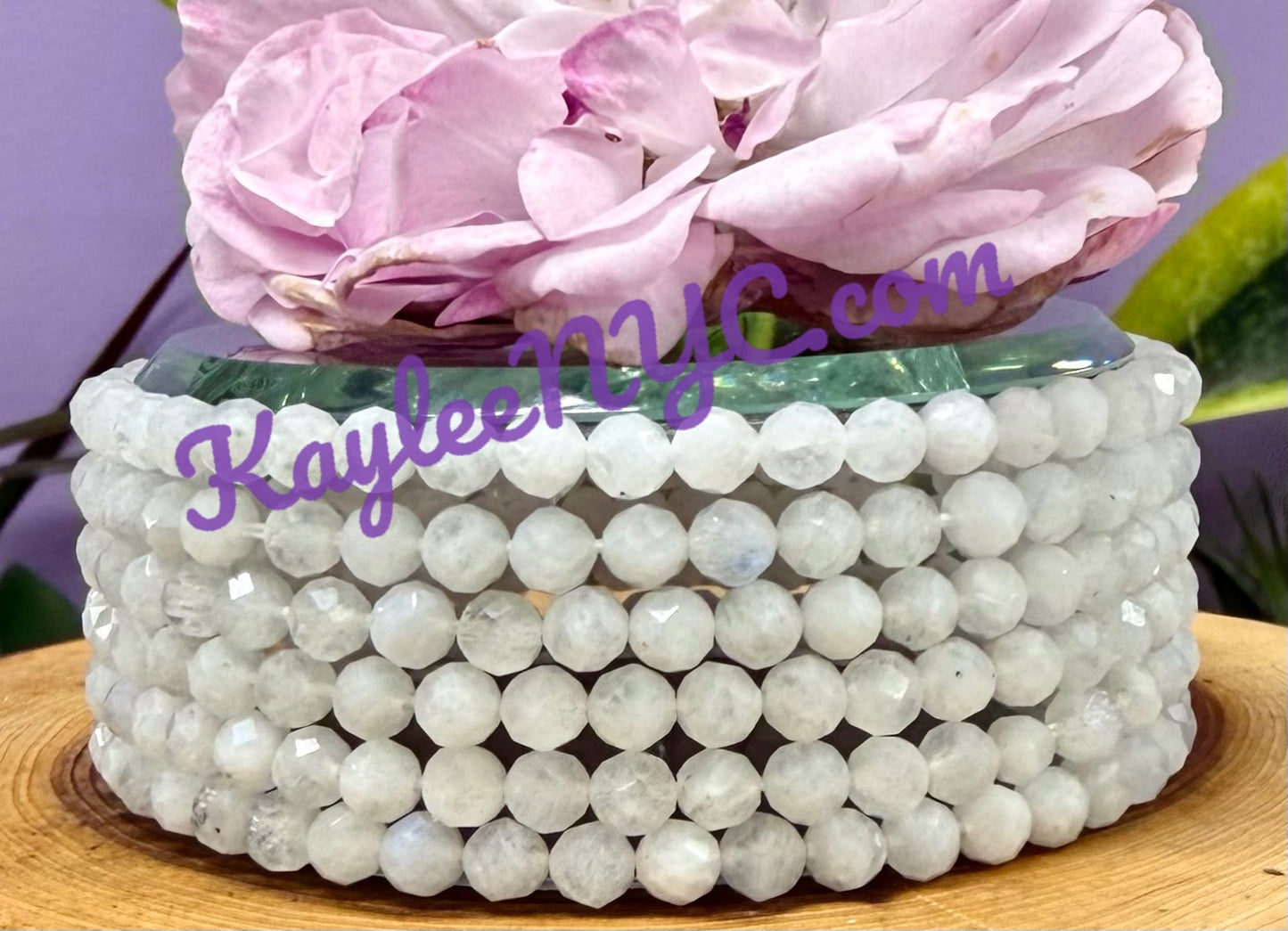 Wholesale Lot 6 Pcs Natural Faceted Moonstone 4mm 7.5” Crystal Healing Stretch Bracelet