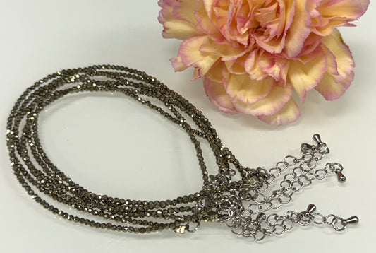 6 PCs 2mm Faceted Natural Pyrite Anklet with Stainless Steel Findings