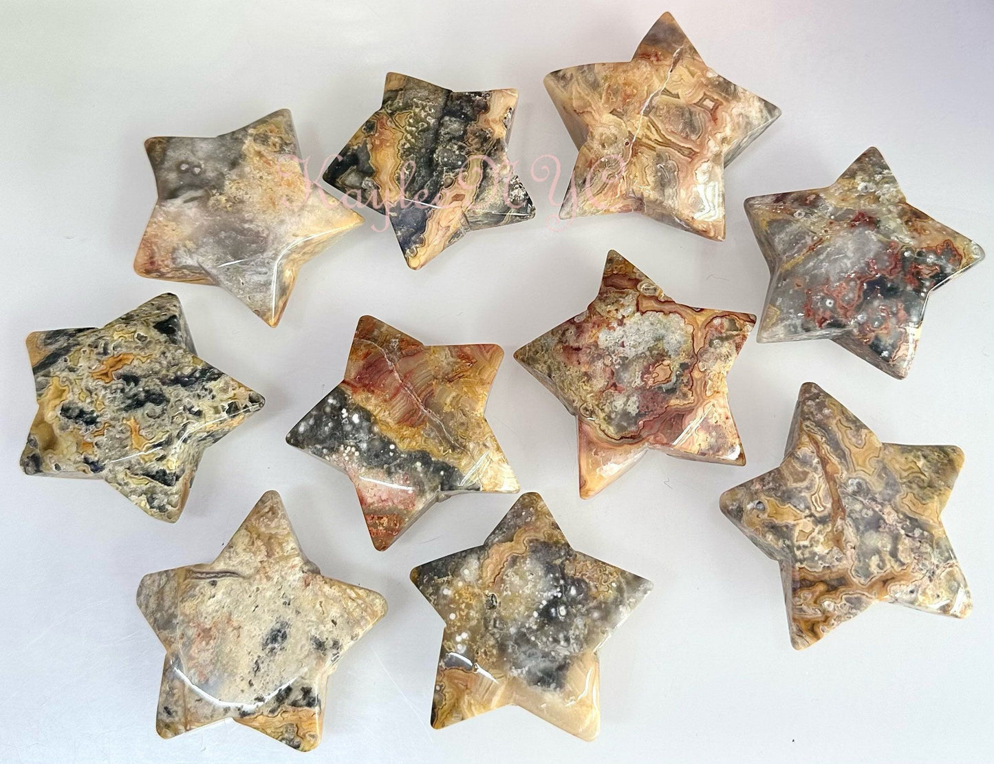 Wholesale Lot 10 PCs Natural Crazy Lace Agate Crystal Stars Healing Energy