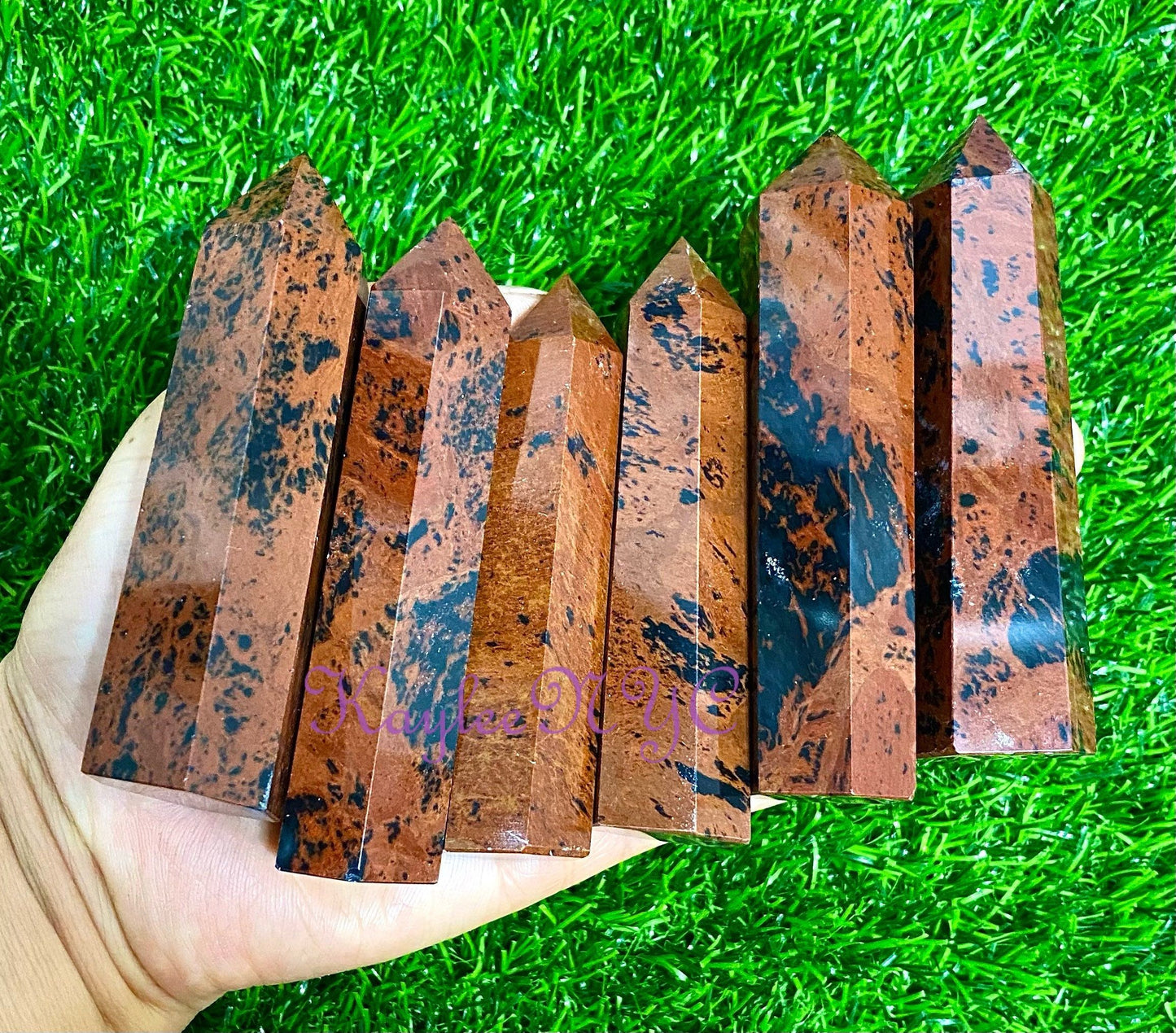 Wholesale Lot 1 Lb Natural Mahogany Obsidian Obelisk Tower Point Crystal Natural Energy