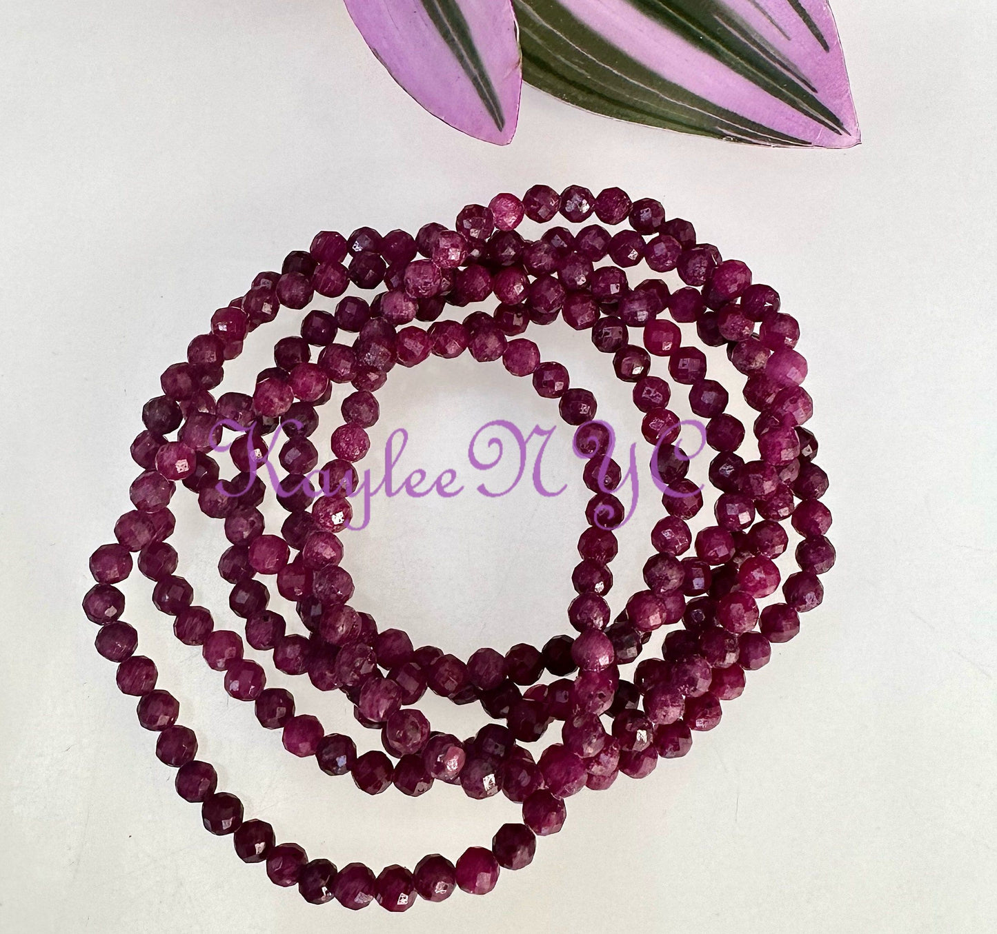 Wholesale Lot 6 Pcs Natural Faceted Ruby 4mm 7.5” Crystal Healing Stretch Bracelet