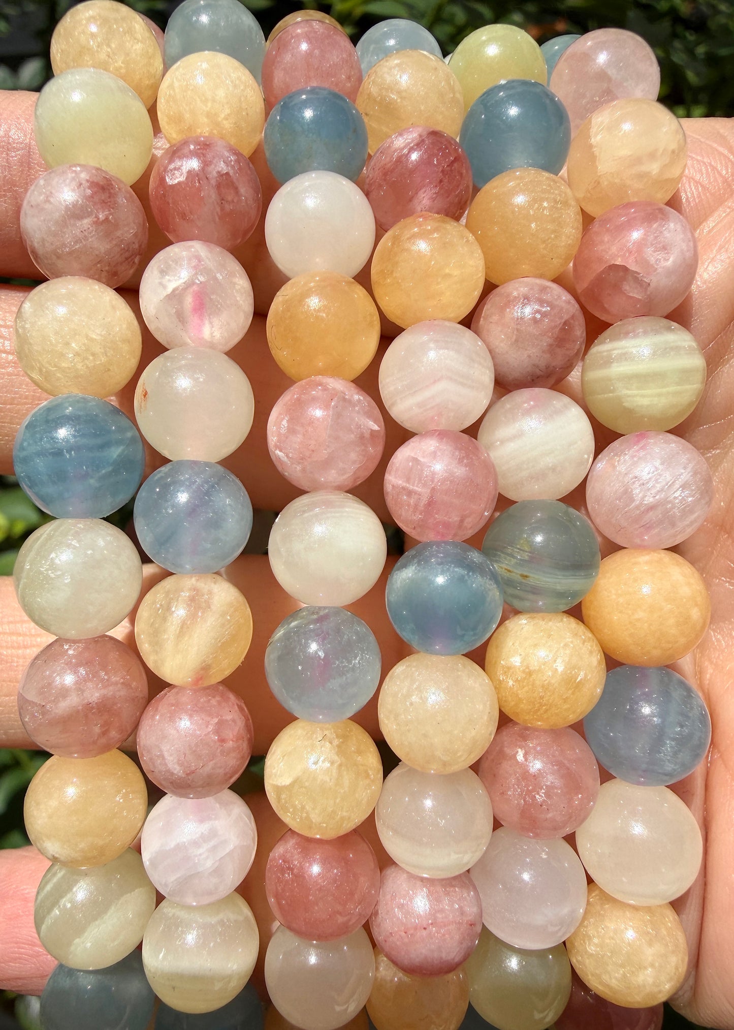 Wholesale 6 Pcs Mixed Natural Calcite 8mm 7.5” Crystal Healing Stretch Bracelet