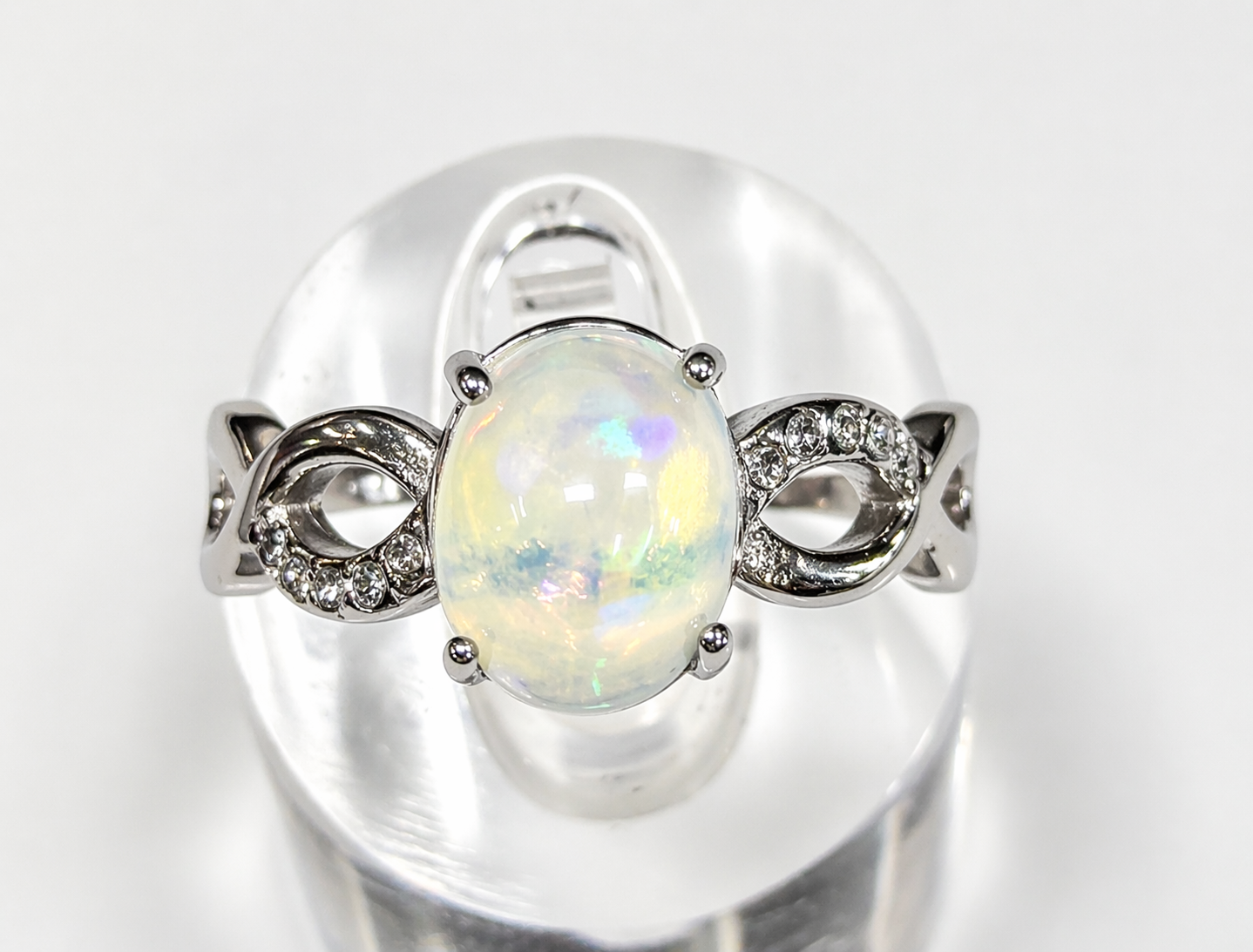 Wholesale Lot 7 pcs Natural Opal Stainless Steel Ring 7x9mm