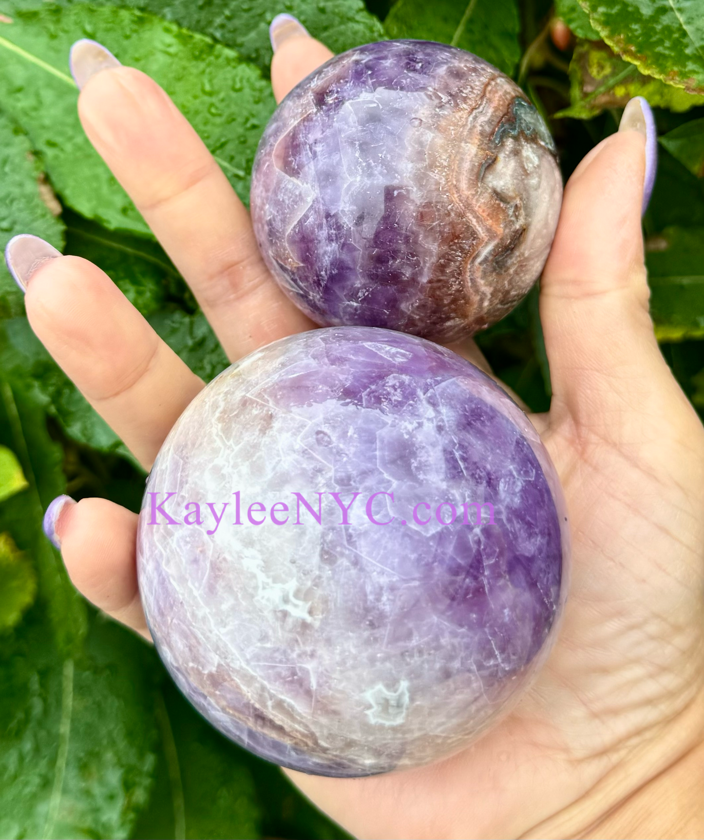 5 PCs Natural Amethyst Lace Agate Sphere Healing Energy