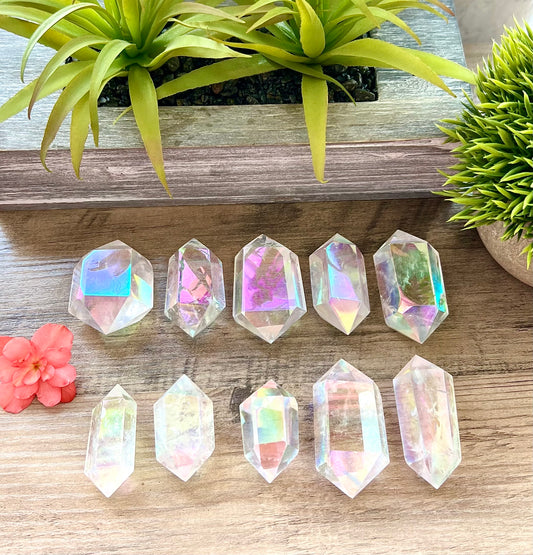 1 lb Angel Aura Clear Quartz Double Terminated Point