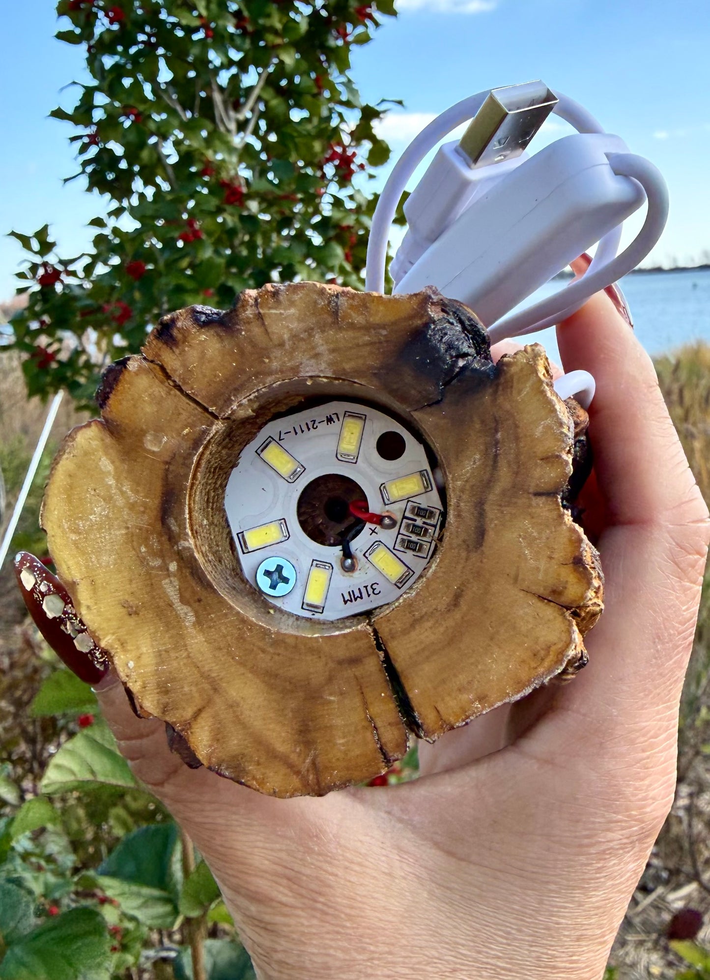 8 pcs PCs USB powered Wooden LED light stand Healing Energy