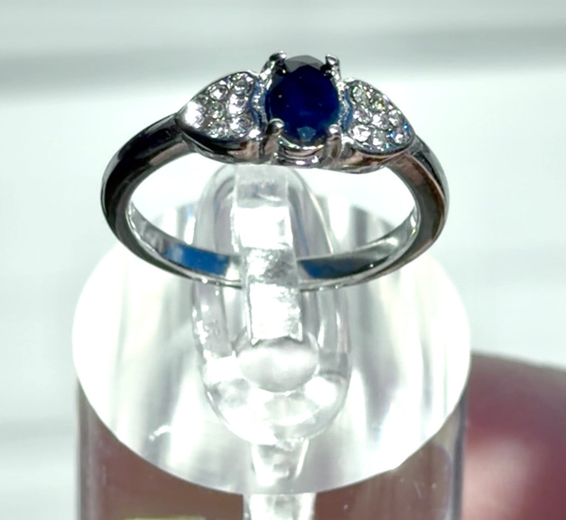 Wholesale Lot 7 pcs Natural Sapphire Stainless Steel Ring 4x6mm