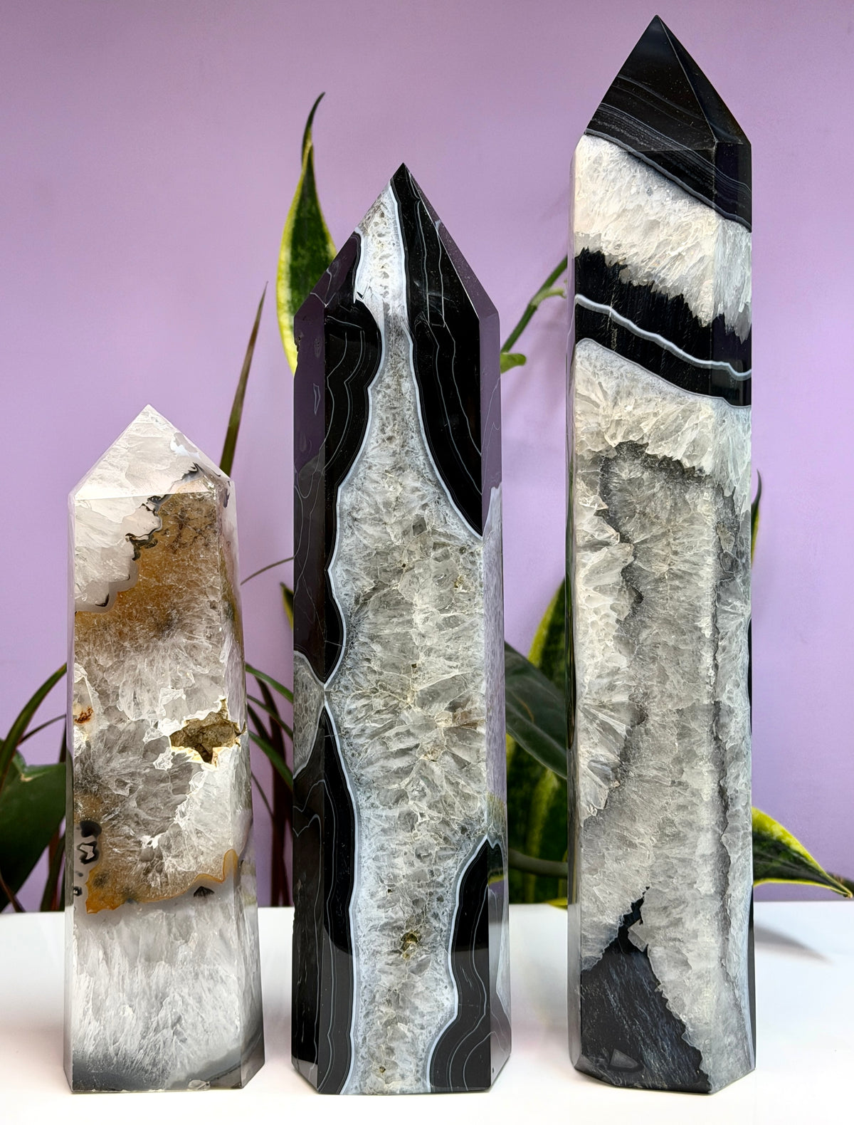 2-4 pcs Natural Black Onyx large Tower Obelisk