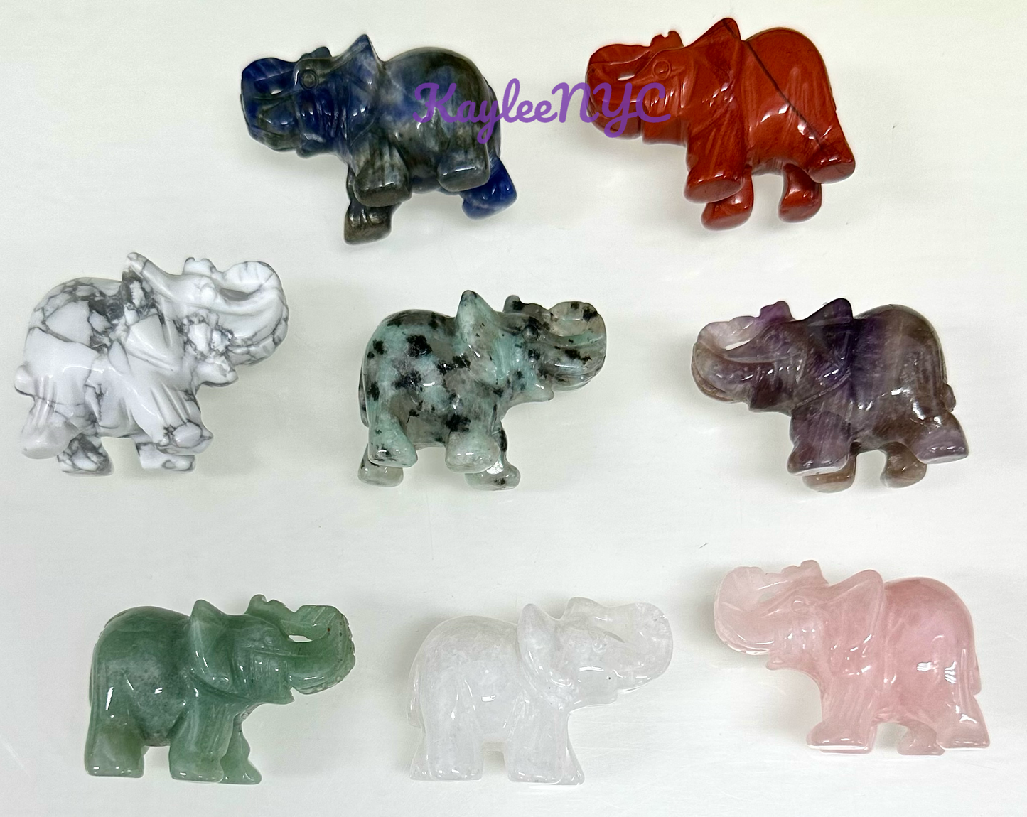 8 PCs 1.5” Mix Natural Crystal Elephant