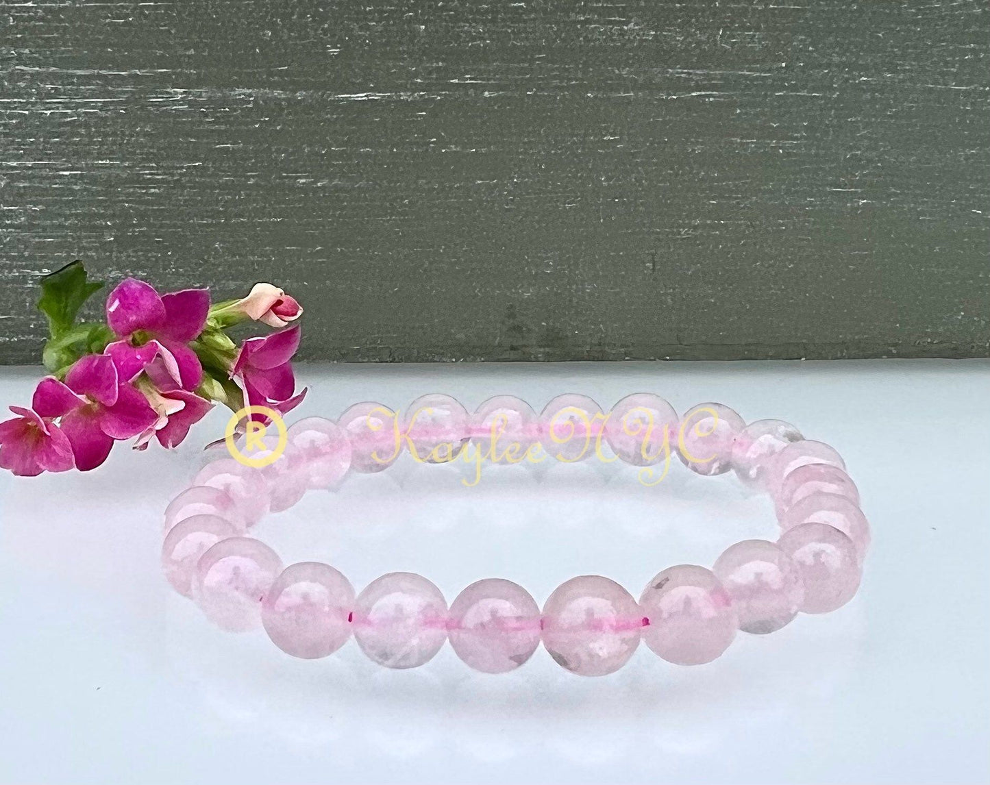 Wholesale 6 Pcs Natural Ice Rose Quartz 8mm 7.5” Crystal Healing Stretch Bracelet