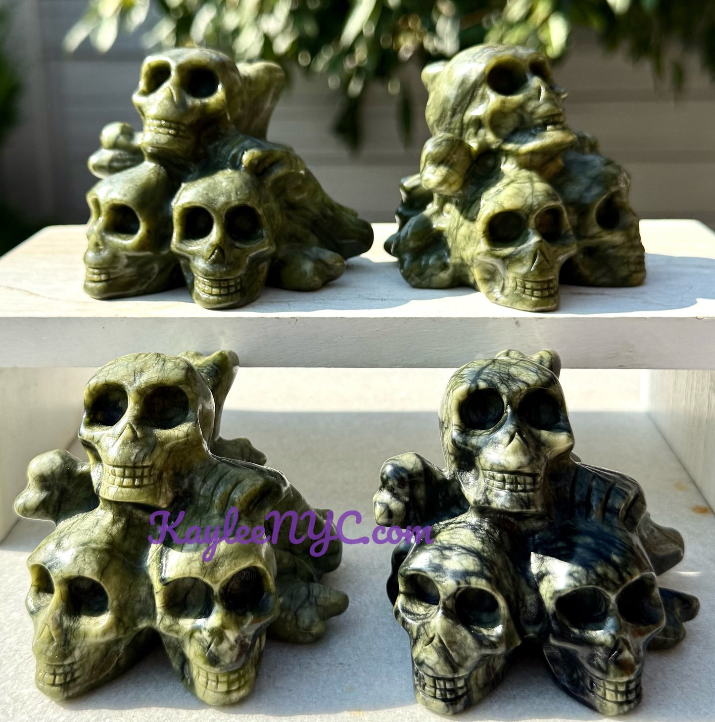 Wholesale lot 4 Pcs Natural Nephirte Jade Crystal Skulls healing energy