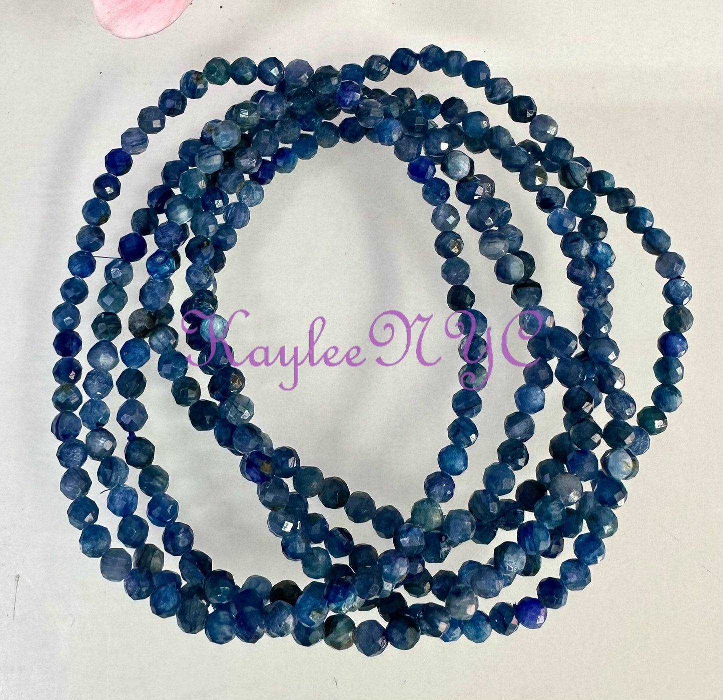 Wholesale Lot 6 Pcs Natural Blue Kyanite 4mm Faceted 7.5” Crystal Healing Stretch Bracelet