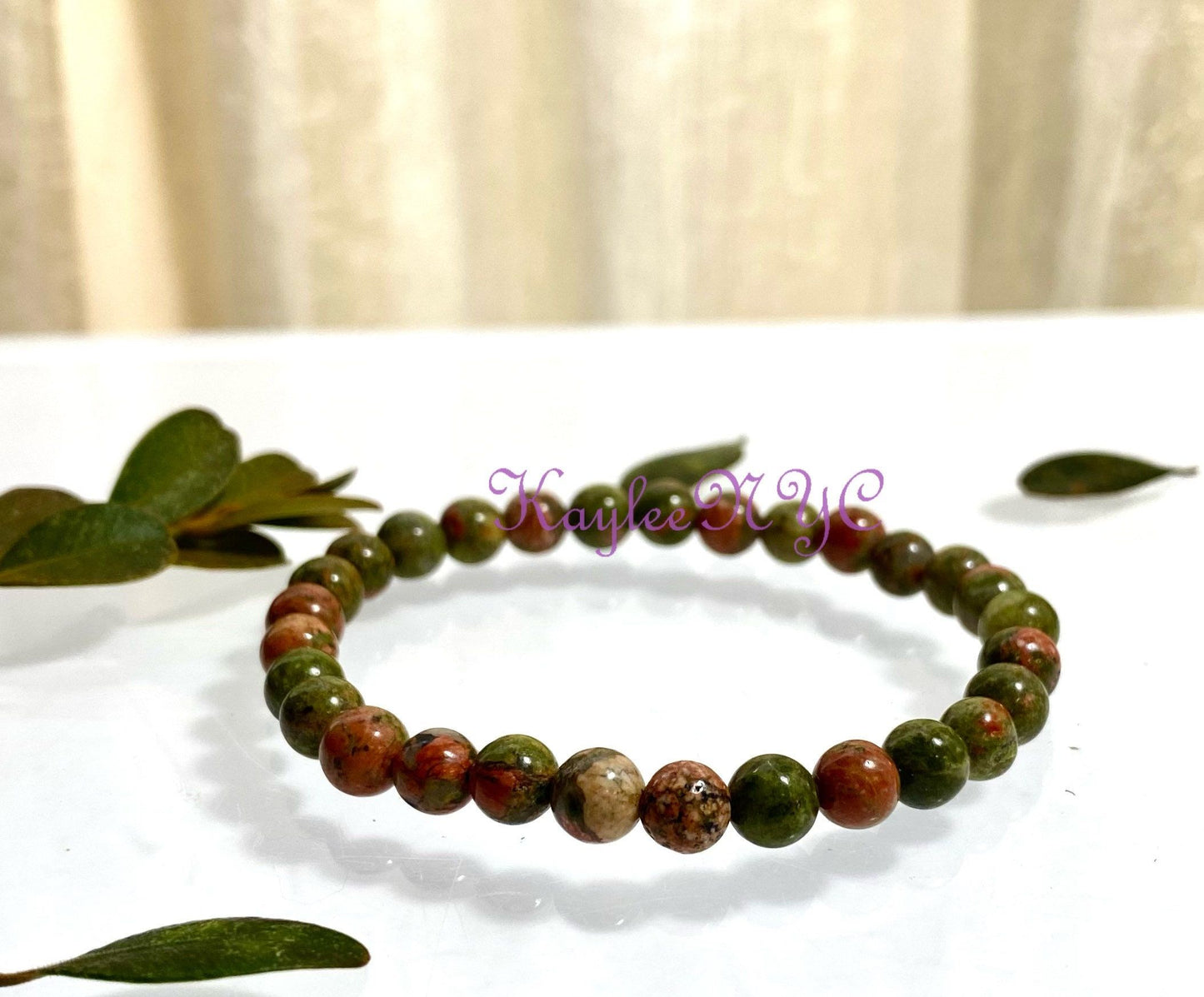 Wholesale 6 Pcs Natural Unakite 6mm 7.5” Crystal Healing Stretch Bracelet