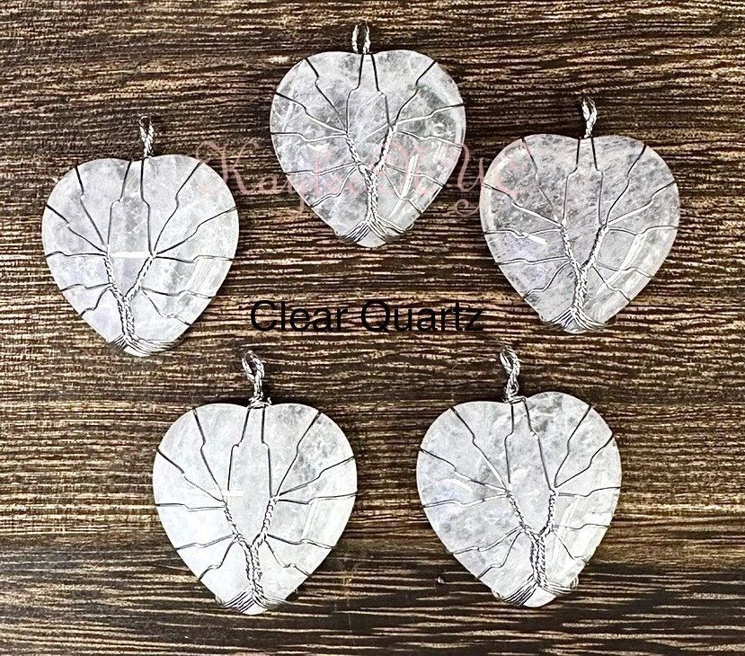 Wholesale Lot 7 Pcs Hand Wrapped Crystal Heart Pendant Crystal