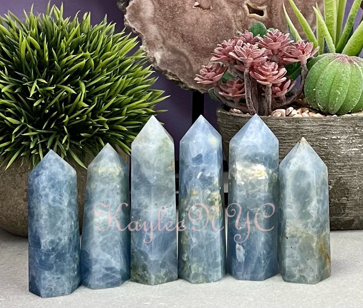 Wholesale Lot 1 Lb Natural Blue Calcite Obelisk Point Crystal Healing Energy