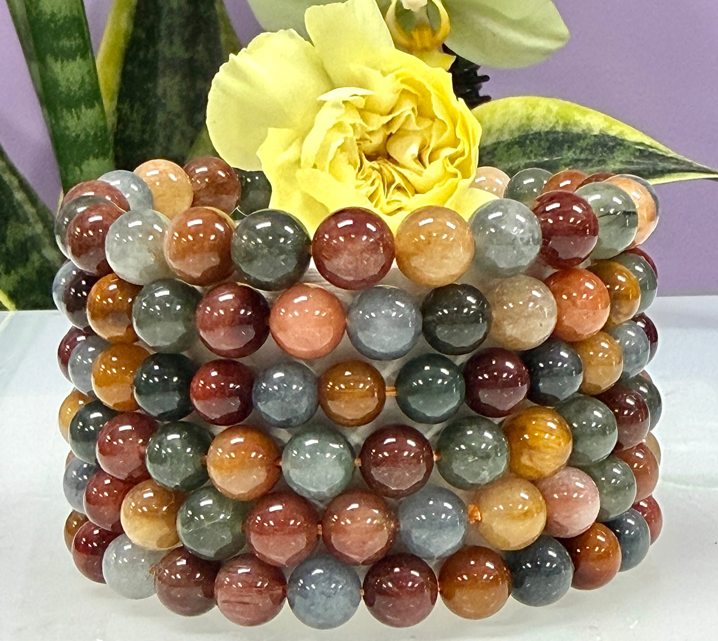Wholesale 6 Pcs Natural Amphibole Quartz ~8mm 7.5” Crystal Healing Stretch Bracelet