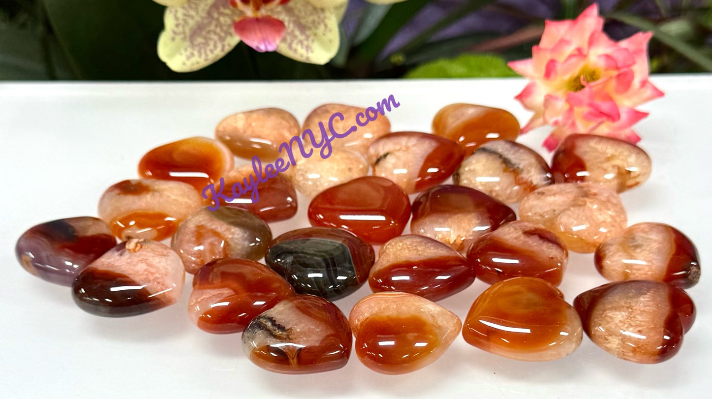 Wholesale 1 lb 1” Natural Carnelian Heart Crystal Energy