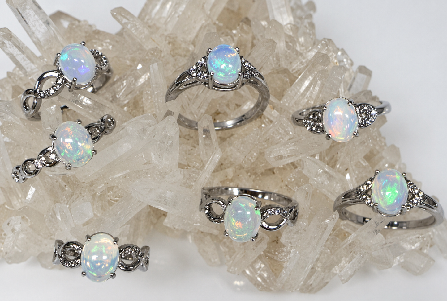 Wholesale Lot 7 pcs Natural Opal Stainless Steel Ring 7x9mm