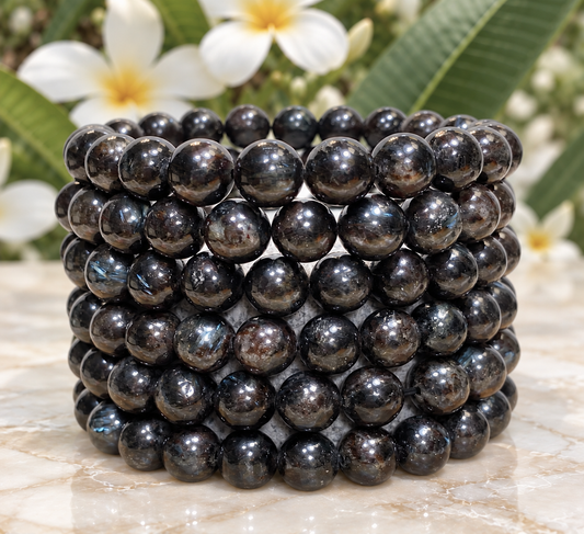 Wholesale 6 Pcs Natural Astrophyllite 8mm 7.5” Crystal Healing Stretch Bracelet