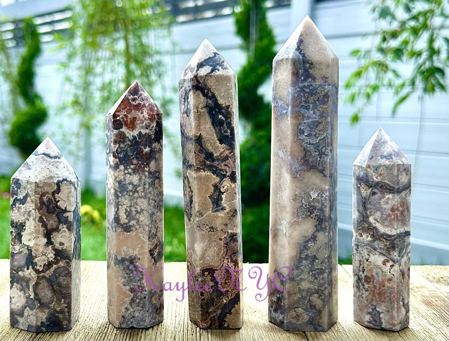 4-5 PCs Natural Blue Flower Agate obelisk Tower Point Crystal