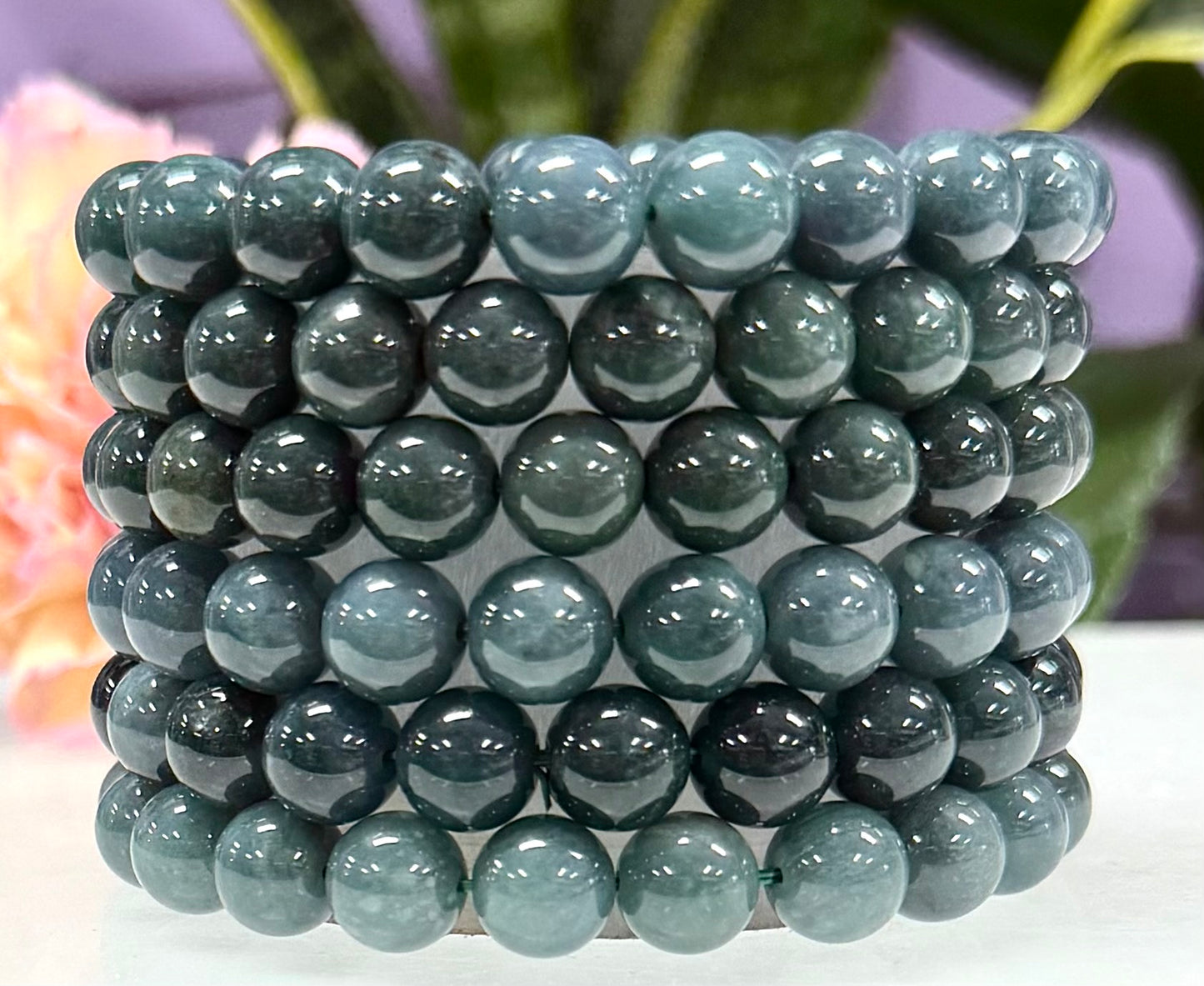 Wholesale 6 Pcs 9.5-10mm Jade Jadeite Crystal Healing Stretch Bracelet 8”
