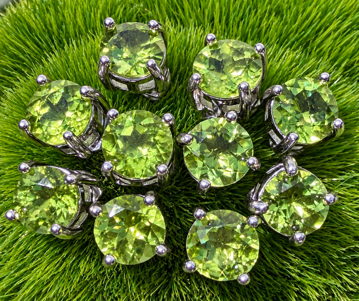 Wholesale Lot 5 Pairs Natural Peridot Sterling Silver(925) Earring Studs 6mm