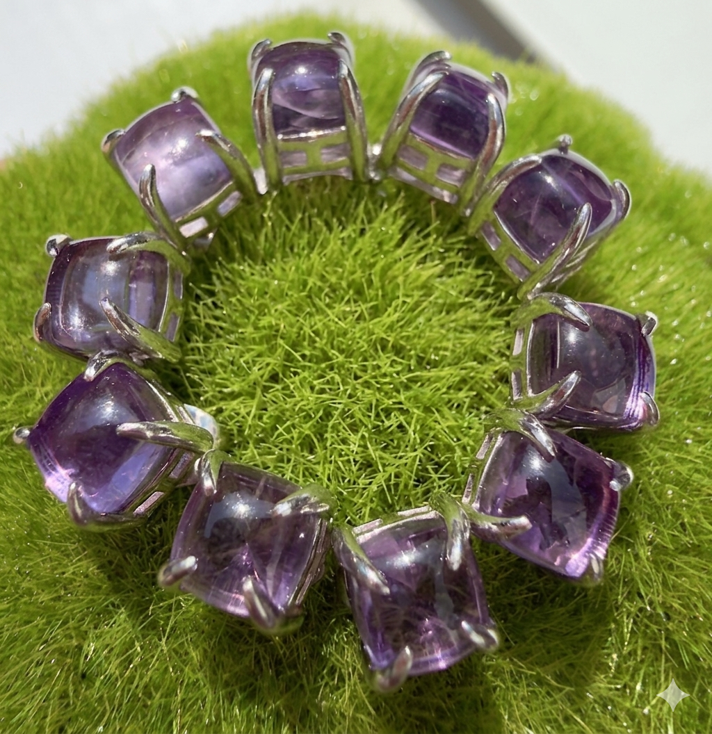 Wholesale Lot 5 Pairs Natural Amethyst Sterling Silver (925) Posts