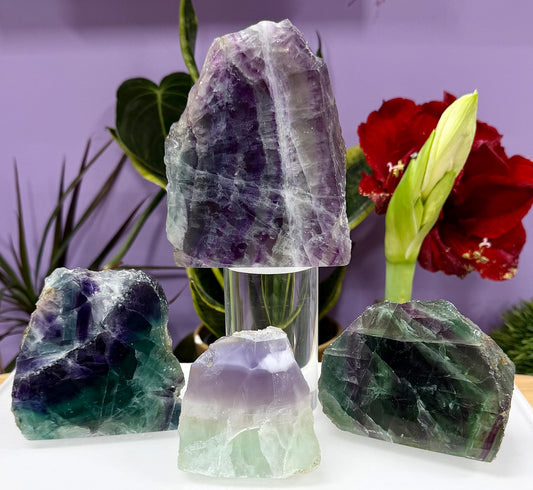 3-4 PCs Natural Rainbow Fluorite semi polished Slabs
