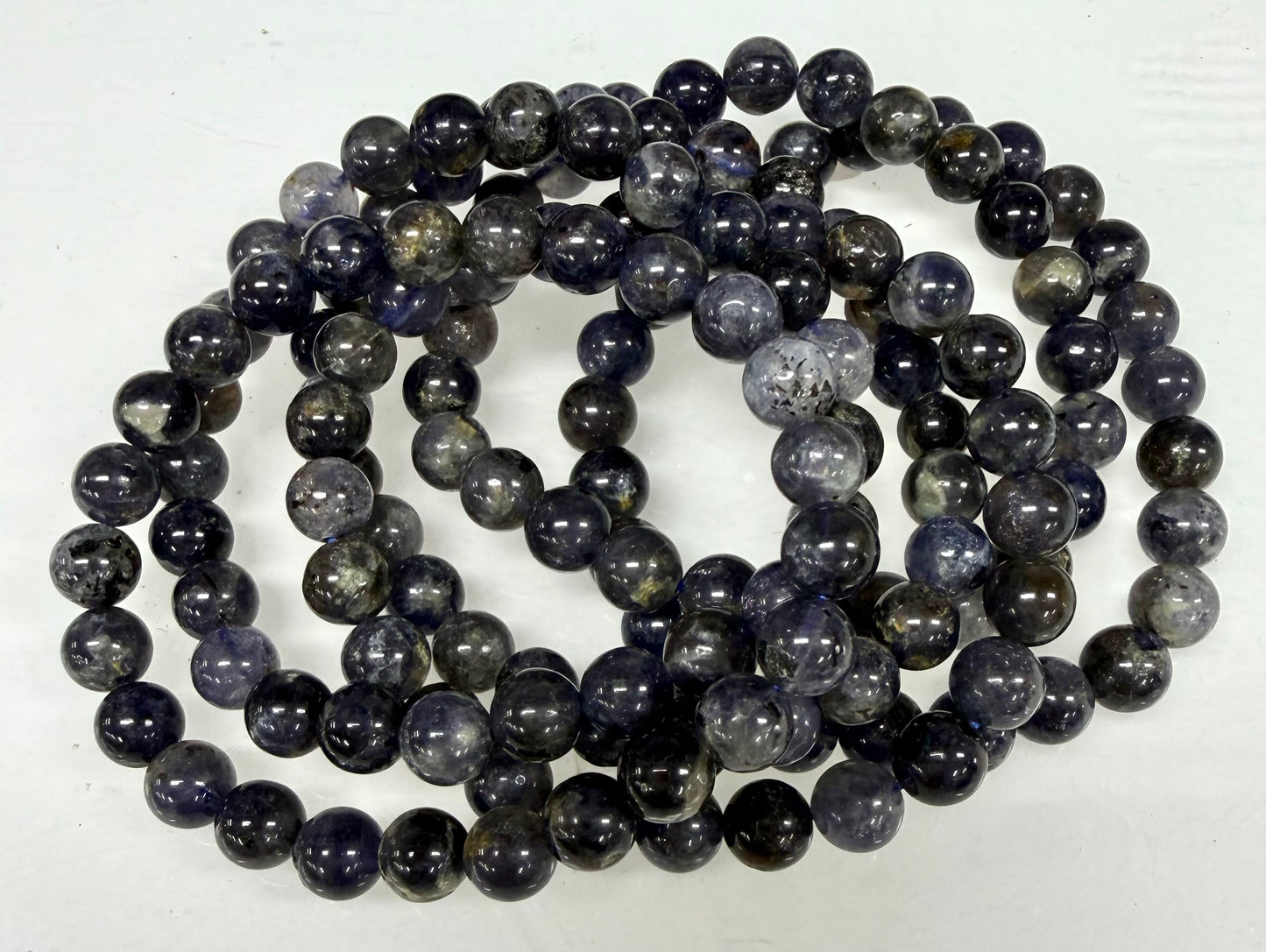 Wholesale Lot 6 Pcs Natural Iolite 8mm 7.5” Crystal Healing Stretch Bracelet
