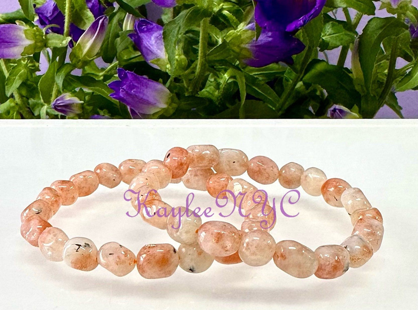 Wholesale 6 Pcs ~8mm 7.5” Natural Sunstone tumble Stretch Bracelet Crystal Healing Energy