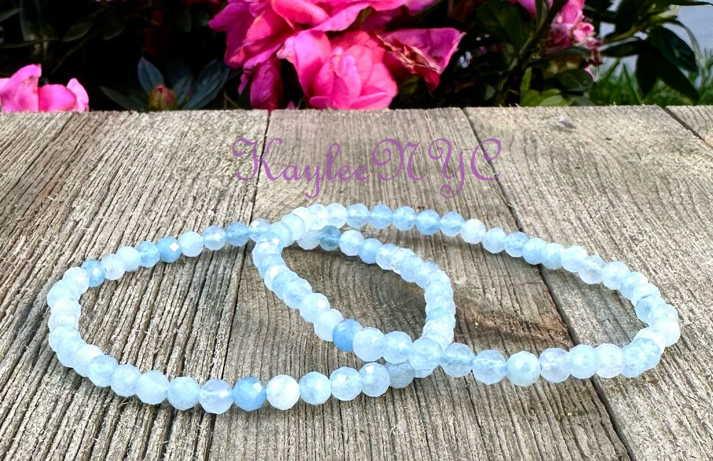 Wholesale Lot 6 Pcs Natural Aquamarine Faceted 4mm 7.5” Crystal Healing Stretch Bracelet