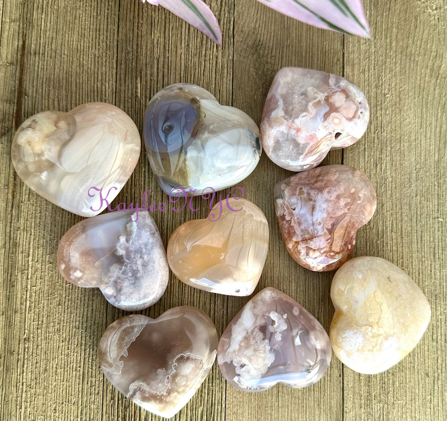 Wholesale Lot 1 lb Natural Flower Agate Crystal Heart Healing Energy