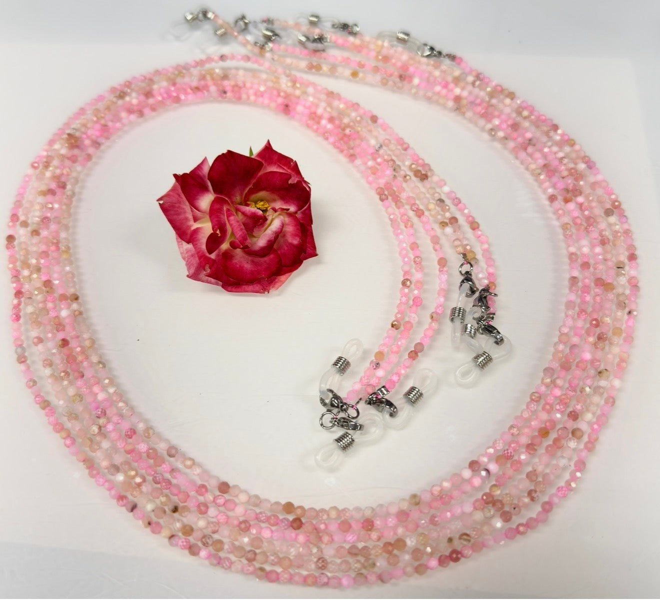 Wholesale Lot – 6 PCS 3mm Faceted Pink Opal Glasses Chains