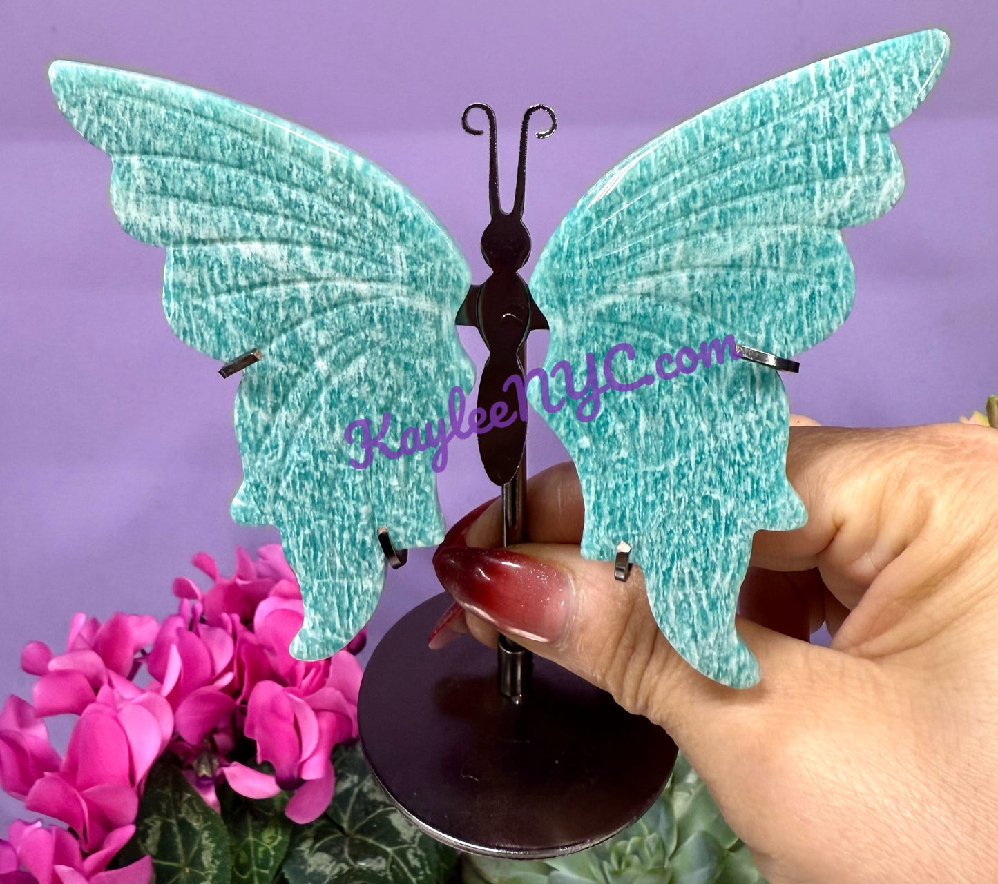 Wholesale Lot 4 PCs Natural Amazonite Crystal Butterfly w/stand Healing Energy
