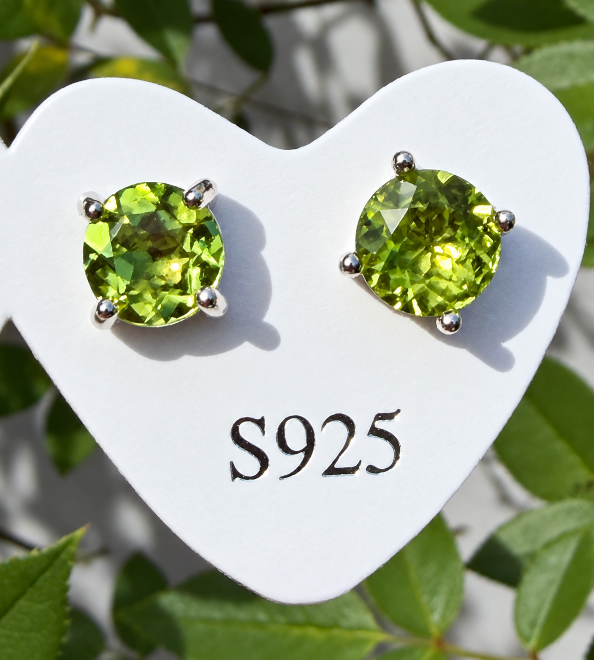 Wholesale Lot 5 Pairs Natural Peridot Sterling Silver(925) Earring Studs 6mm