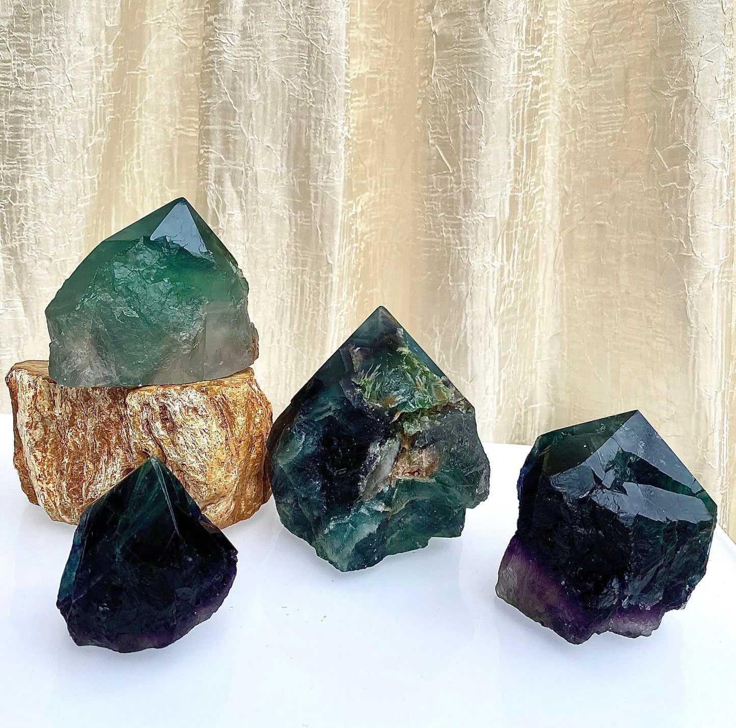 Wholesale Lot 2 Lbs Fluorite Semi Polished Points Crystal Natural Energy