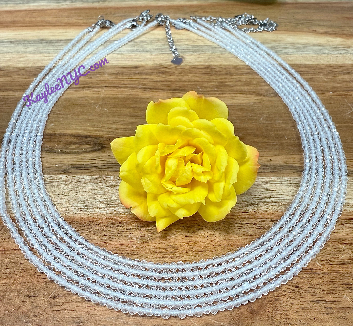 6 PCs 2mm Natural Clear Quartz Necklaces