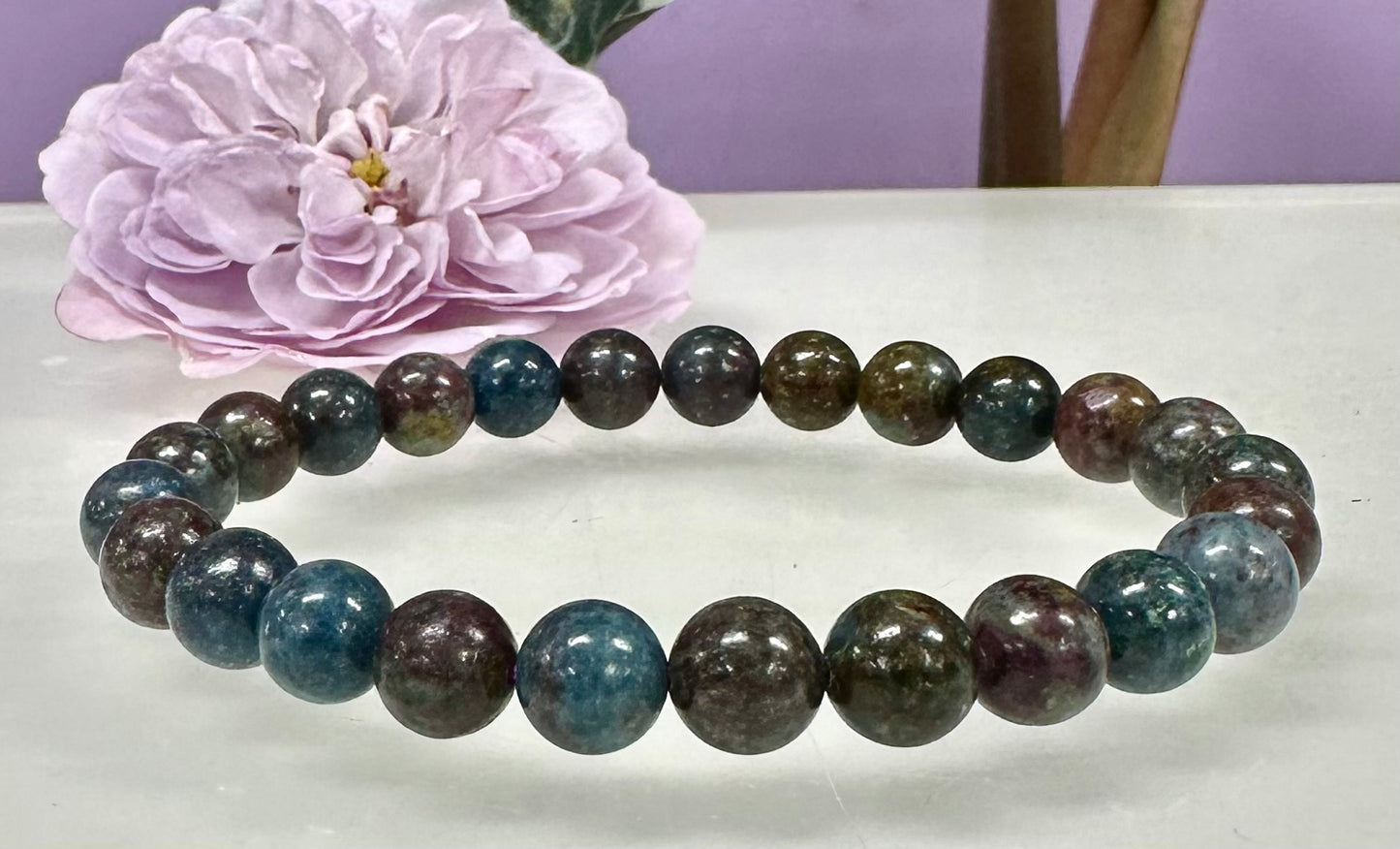 6 PCs Natural Ruby Kyanite 8mm 7.5” Stretch Bracelet