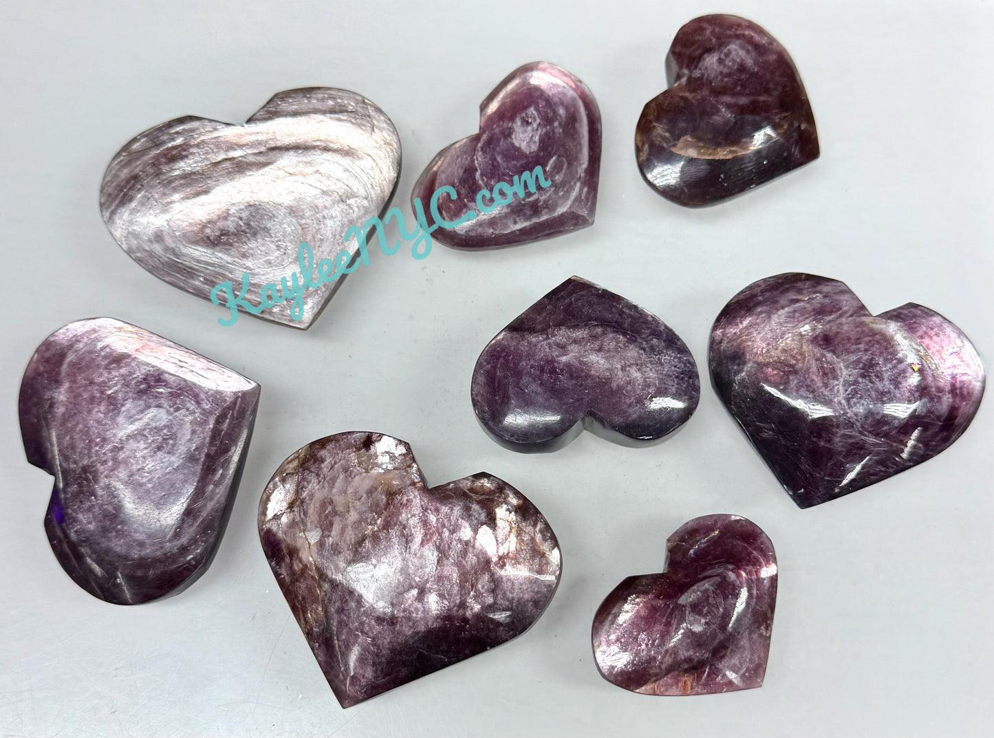 Wholesale 1 lb Lot Natural Lepidolite Mica Heart Crystal Energy
