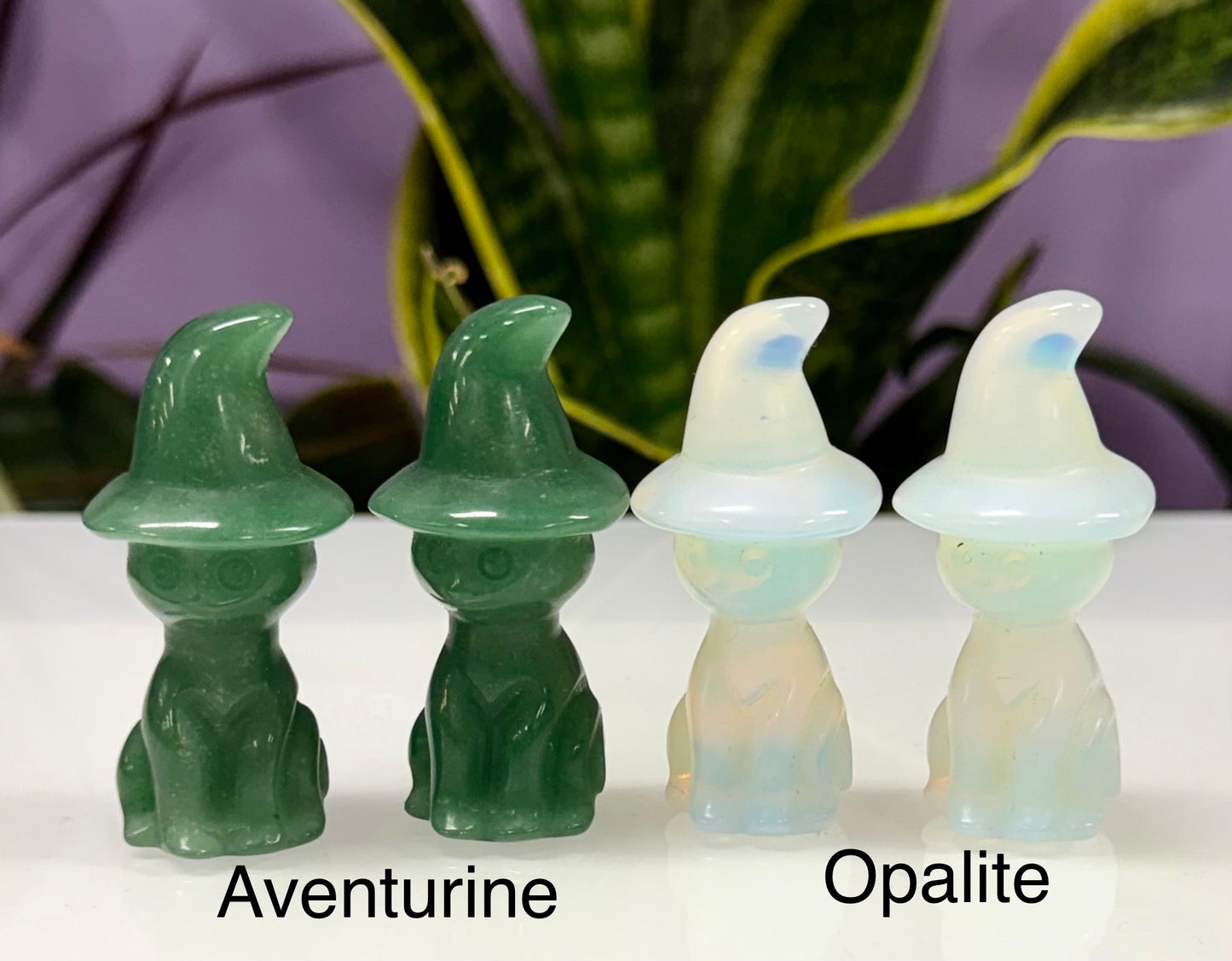 Wholesale Lot 8 pcs 6cm Natural Crystals Witch Hat Cat Healing Energy