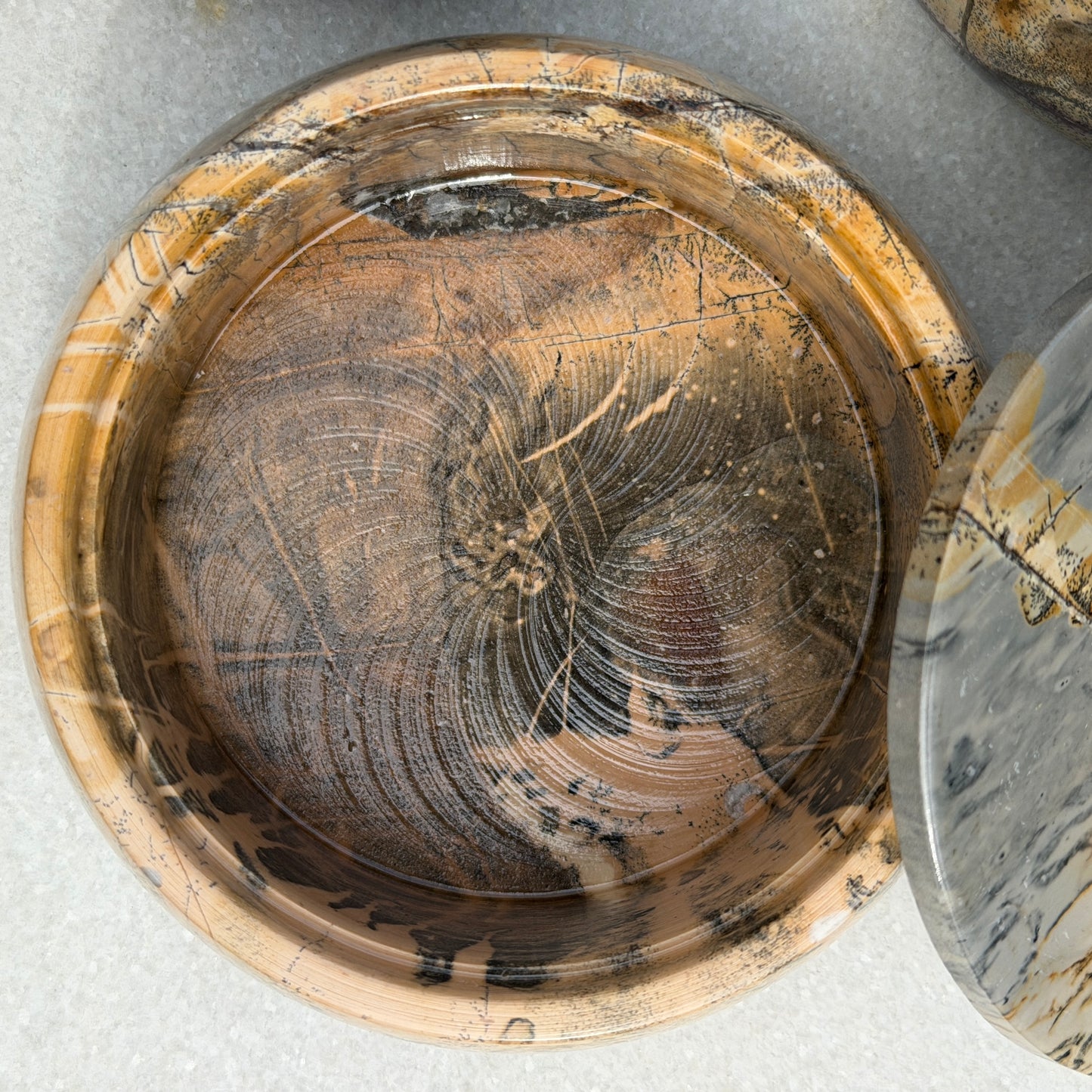 Wholesale Lot 3PCs Natural Picture Jasper with Lid Bowl Crystal Healing Energy