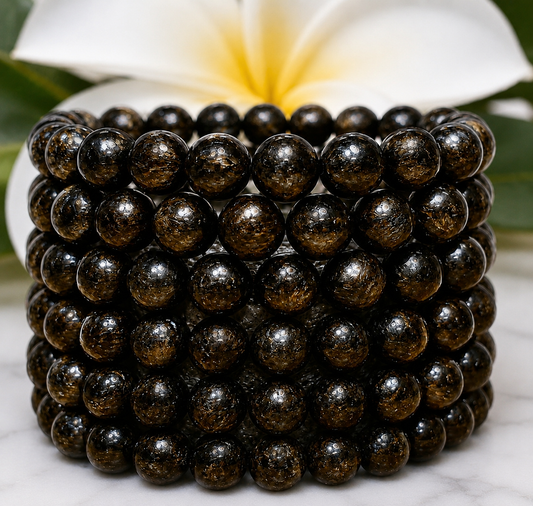 Wholesale 6 Pcs Natural Astrophyllite 8mm 7.5” Crystal Healing Stretch Bracelet