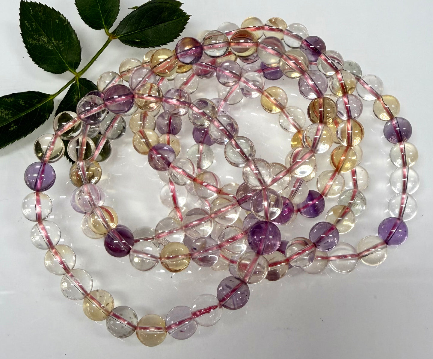 Wholesale 6 Pcs Natural Ametrine 8mm 7.5” Crystal Healing Stretch Bracelet
