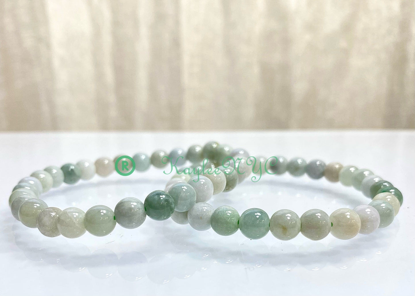 Wholesale 6 Pcs Natural Burma Jade 6mm 7.5” Crystal Healing Stretch Bracelet