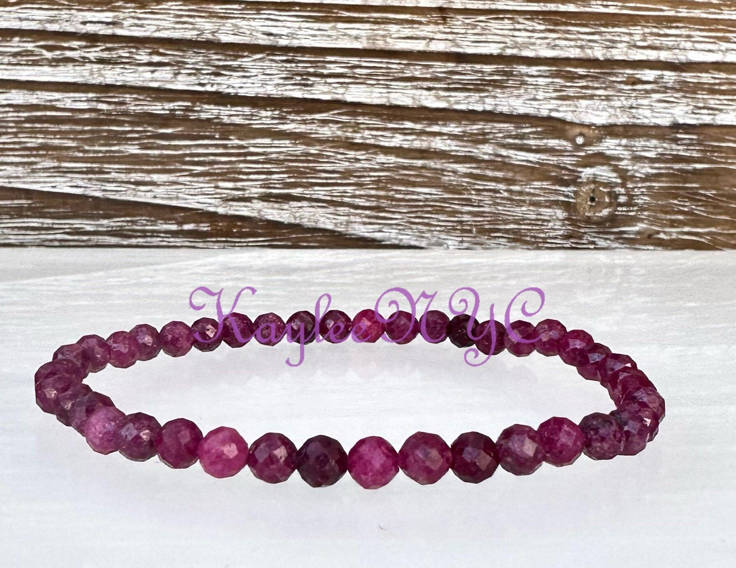 Wholesale Lot 6 Pcs Natural Faceted Ruby 4mm 7.5” Crystal Healing Stretch Bracelet